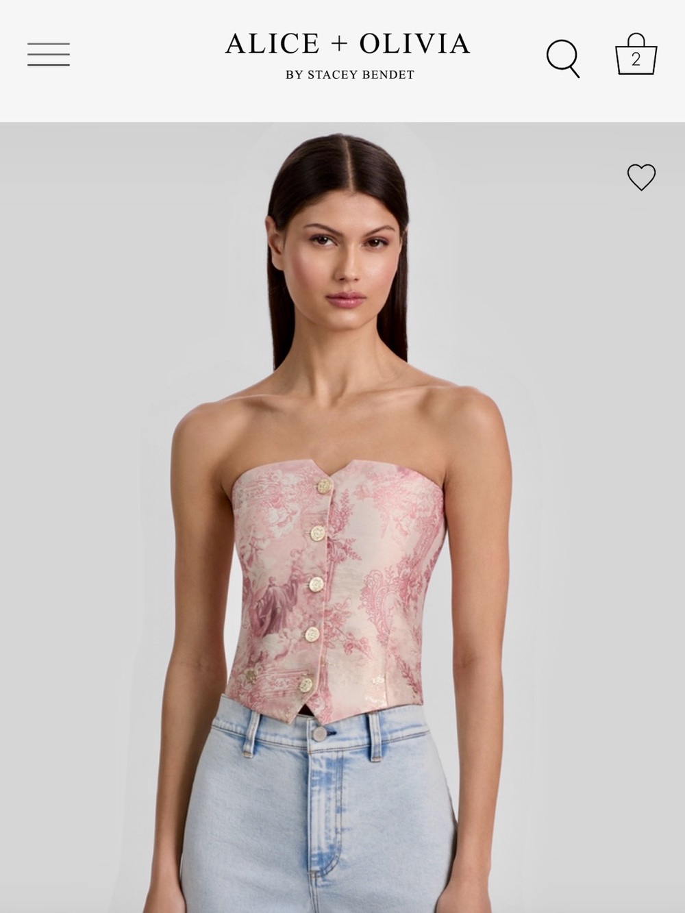 Alice + Olivia Blush Pink Strapless Brocade Corset Top